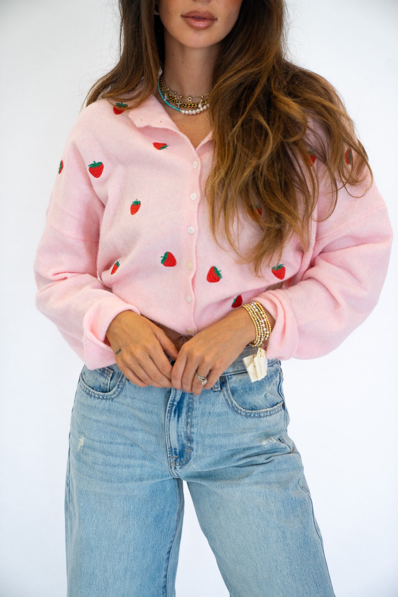 Strawberry Embroidered Cardigan