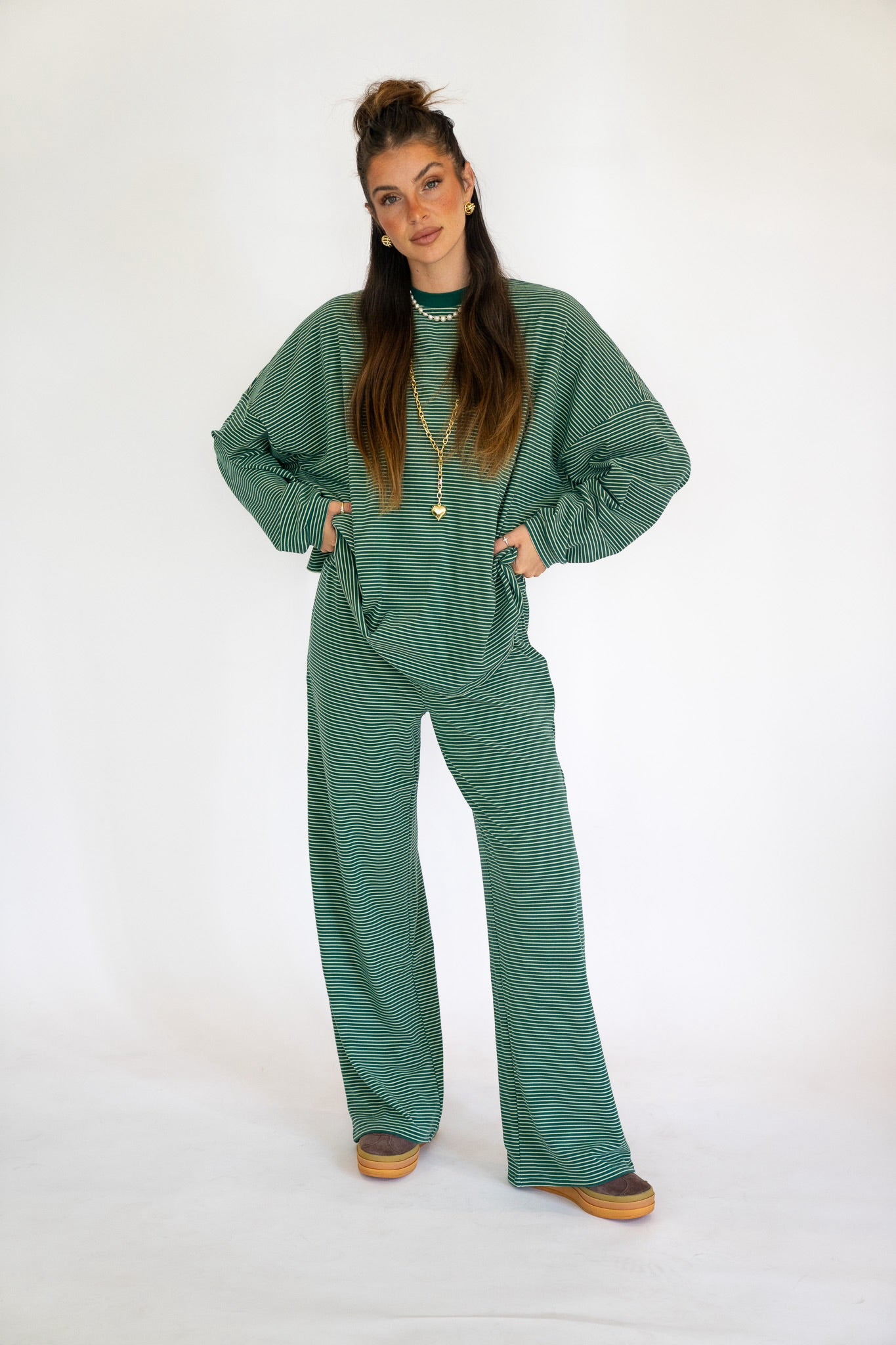 Green Striped Pants