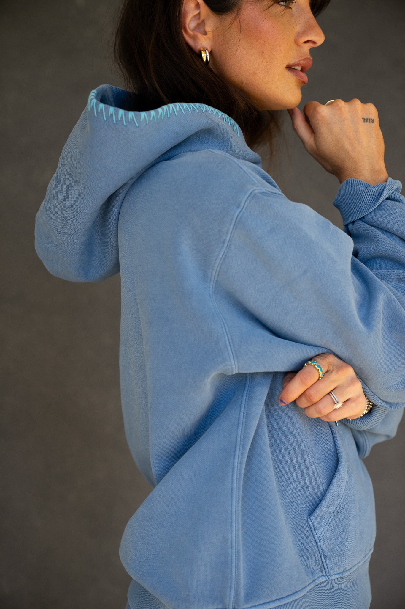 Essential Ocean Blue Cotton Hoodie