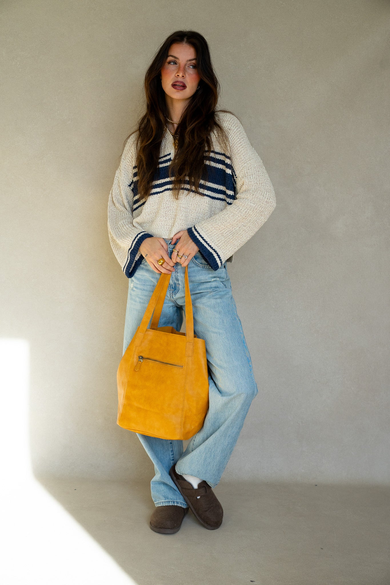 Navy Stripe Patch Sweater