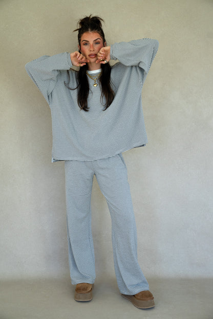 Katy Striped Pants - Grey