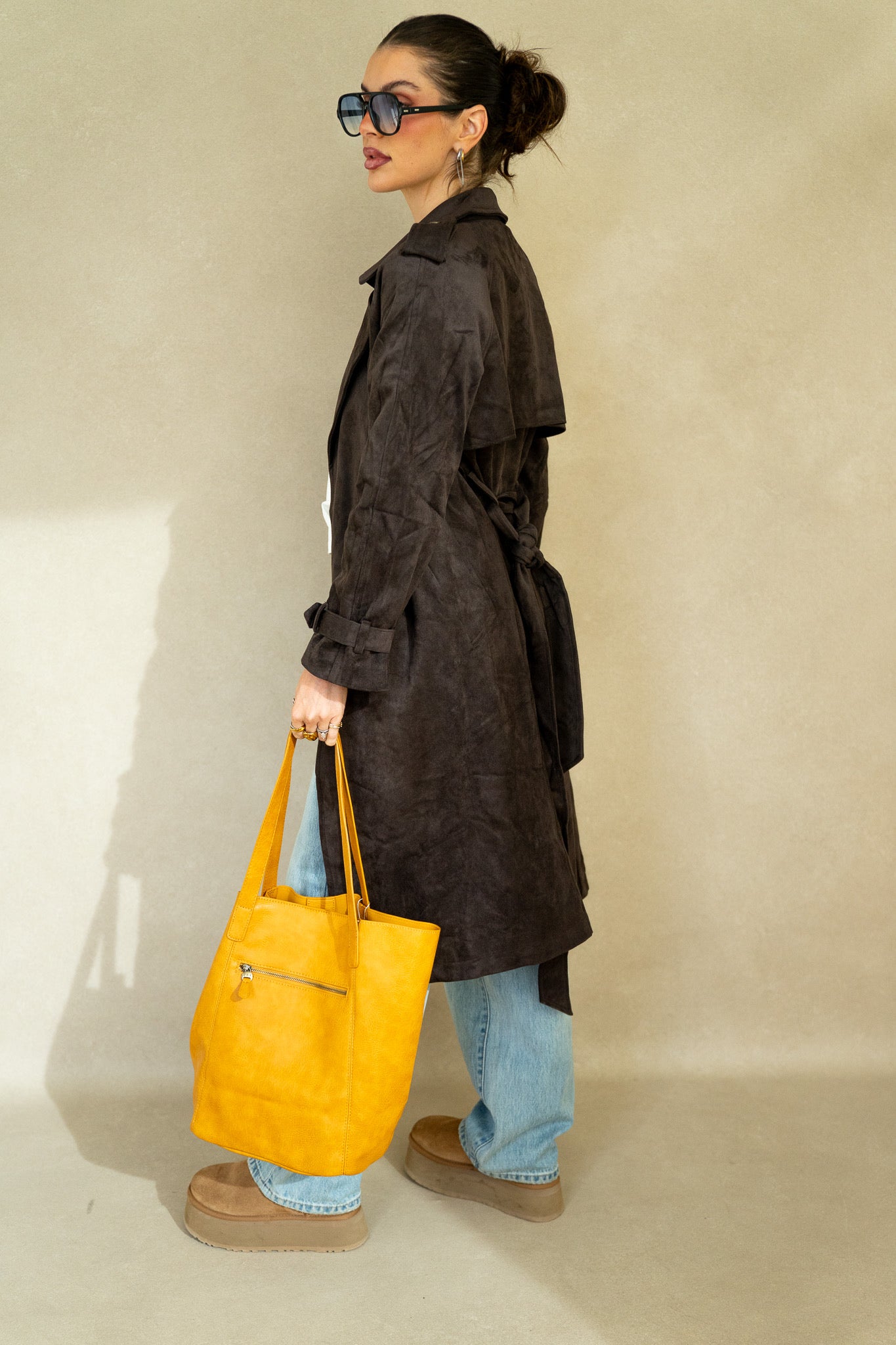 Dark Chocolate Suede Trench