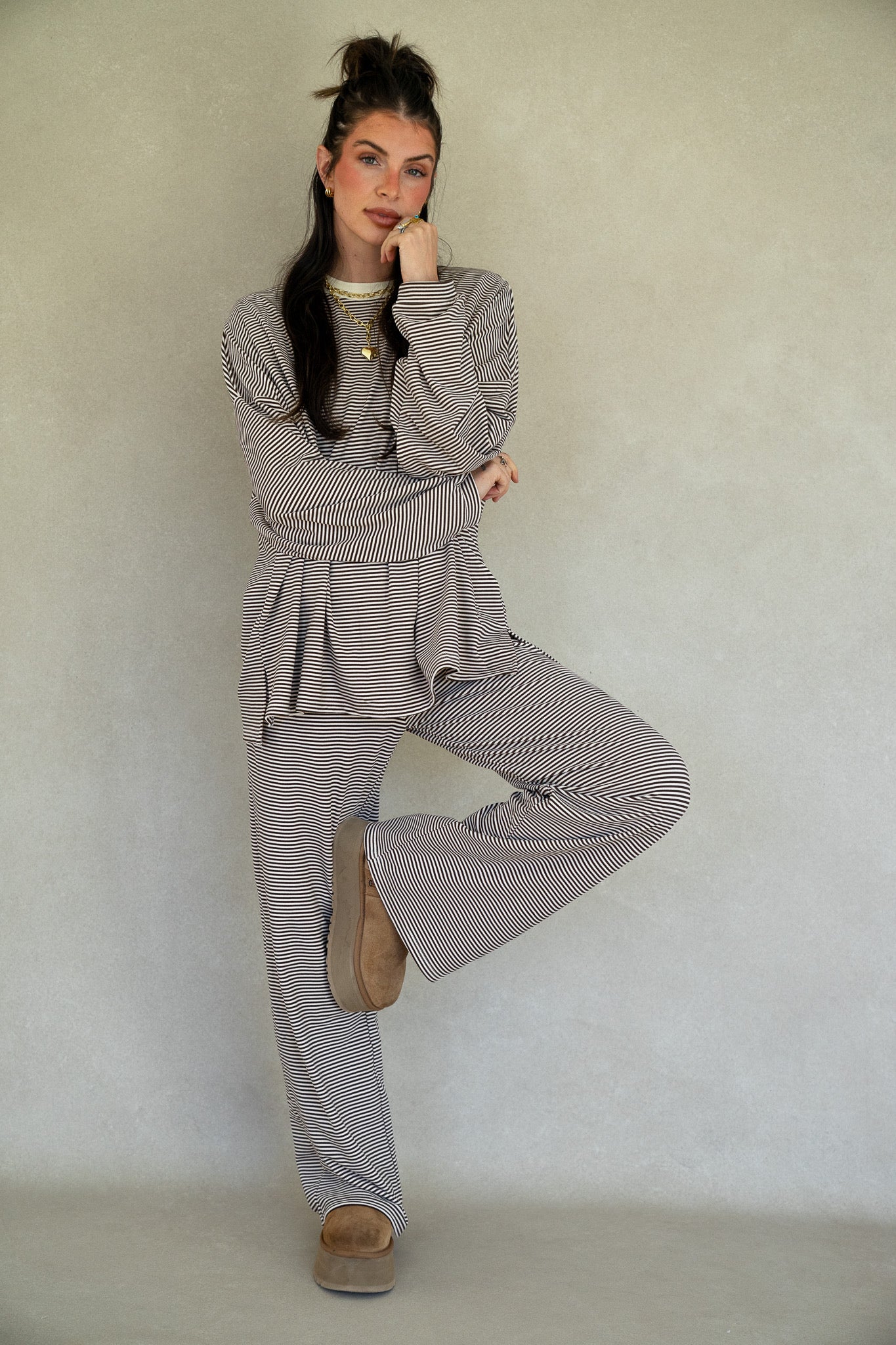 Katy Striped Pants - Chocolate