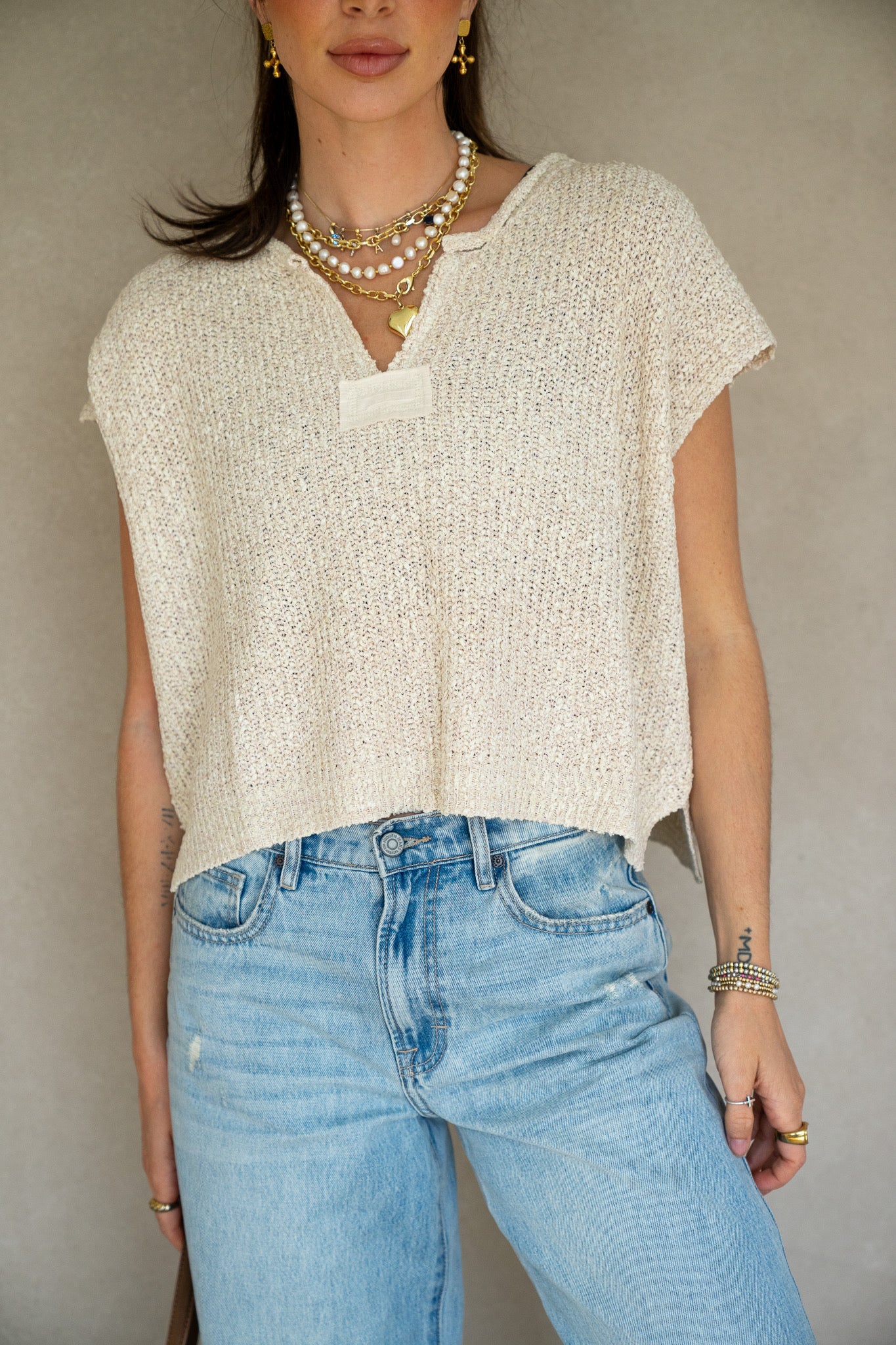 Patch Sleeveless Sweater
