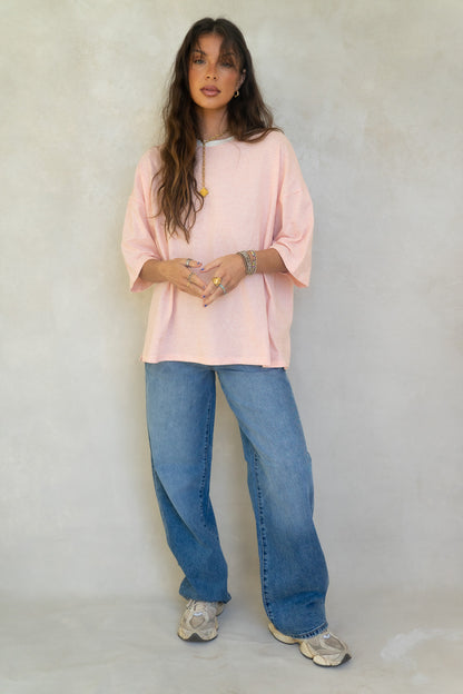 Oversized Orange Striped Boyfriend Tee