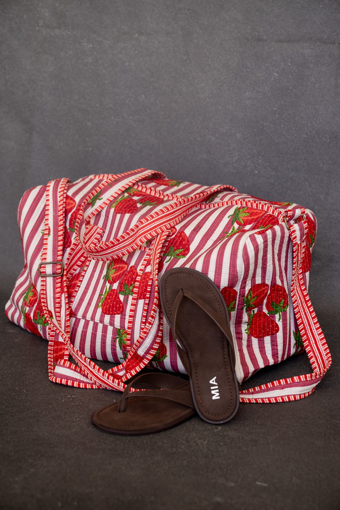 Strawberry Weekender Quilted Duffle
