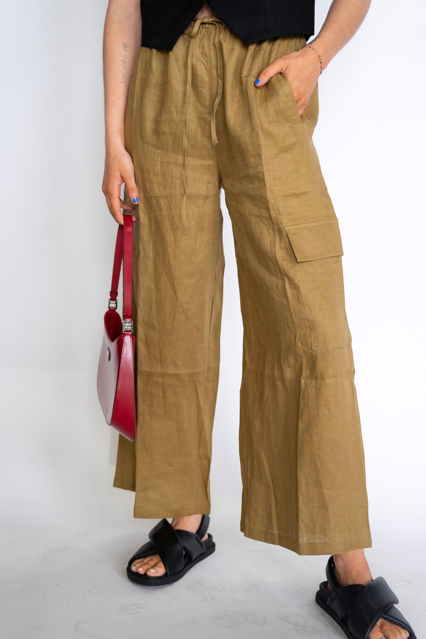 Brown Olive Linen Pants