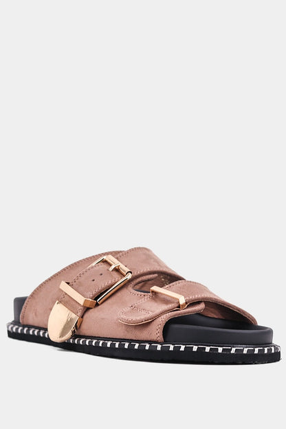 Charlotte Suede Sandal (Taupe)