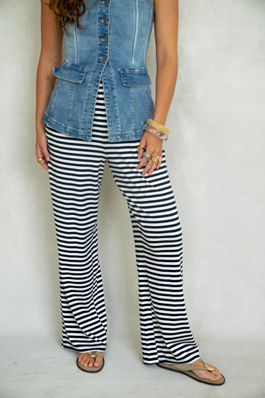 Summer Breeze Navy Striped Pants