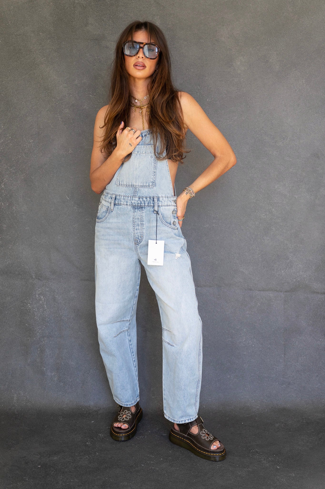 Lightwash Barrel Overalls