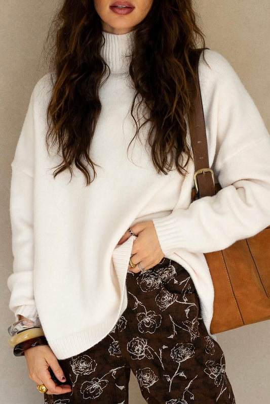 Mock Neck Boxy Sweater (Multiple Colors)
