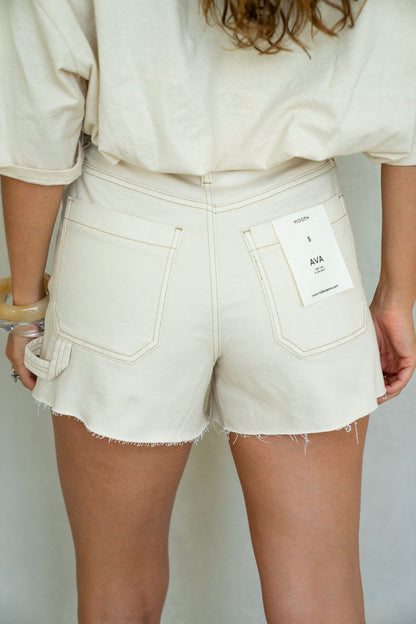 Cream Denim Shorts