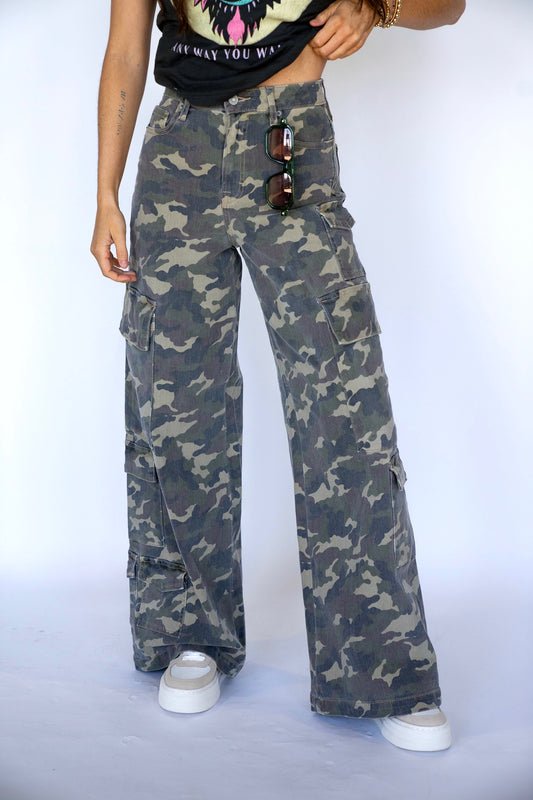Wide Leg Camo Cargos