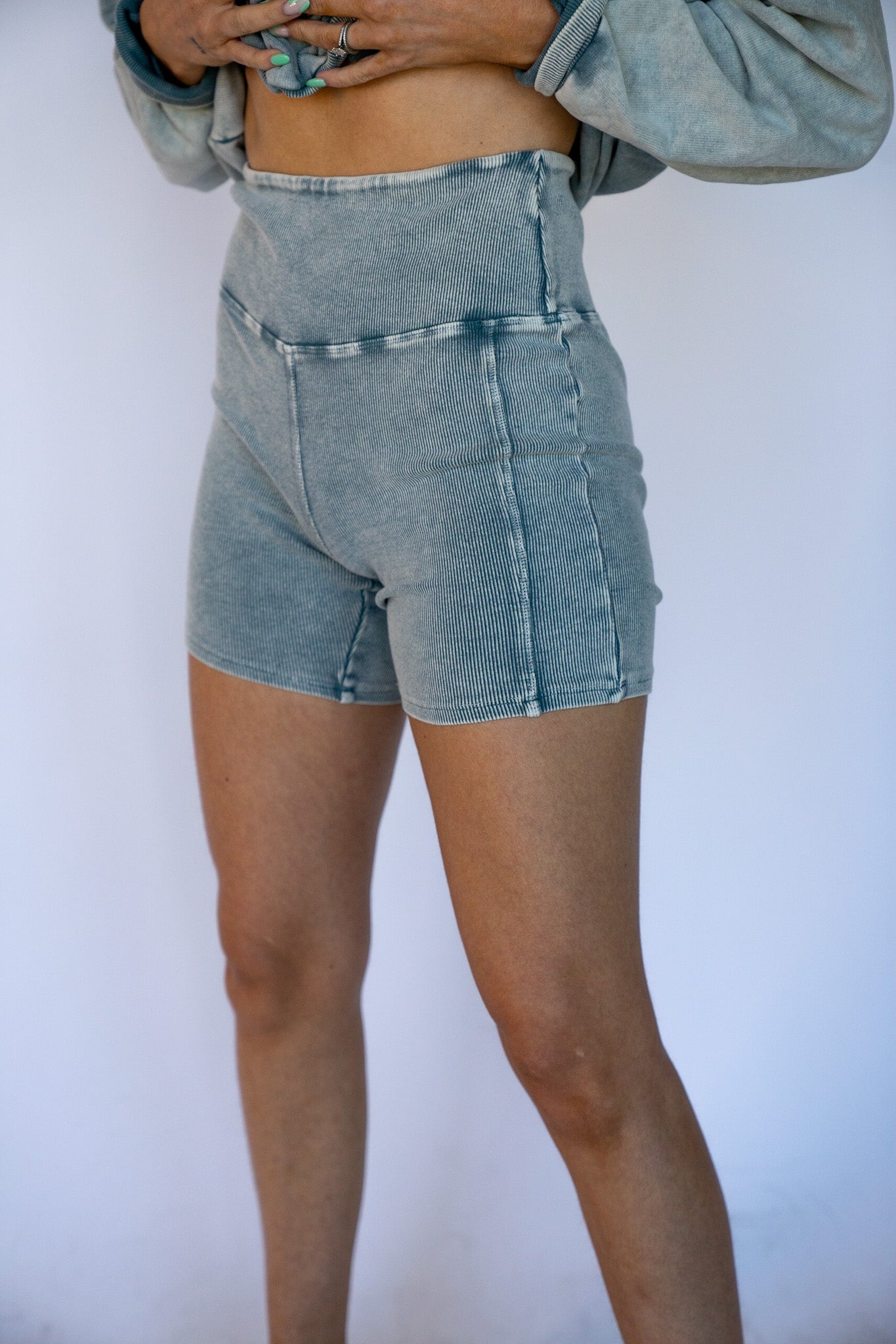 Sage Washed Biker Shorts
