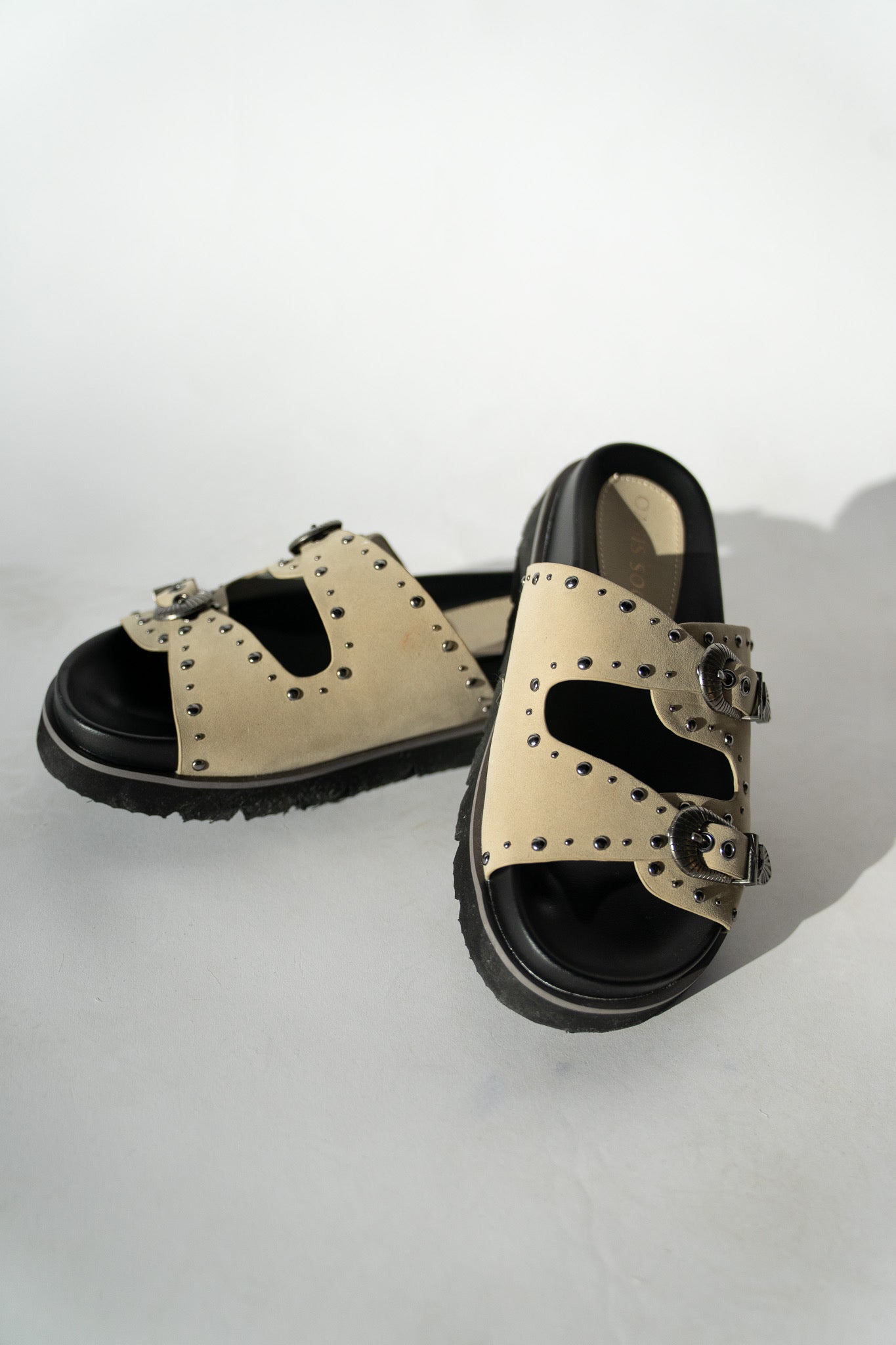 Western Buckle Slide Sandals (Multiple Colors)