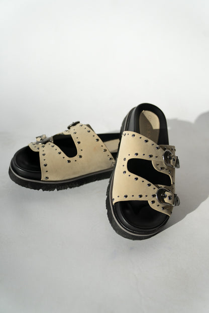 Western Buckle Slide Sandals (Multiple Colors)