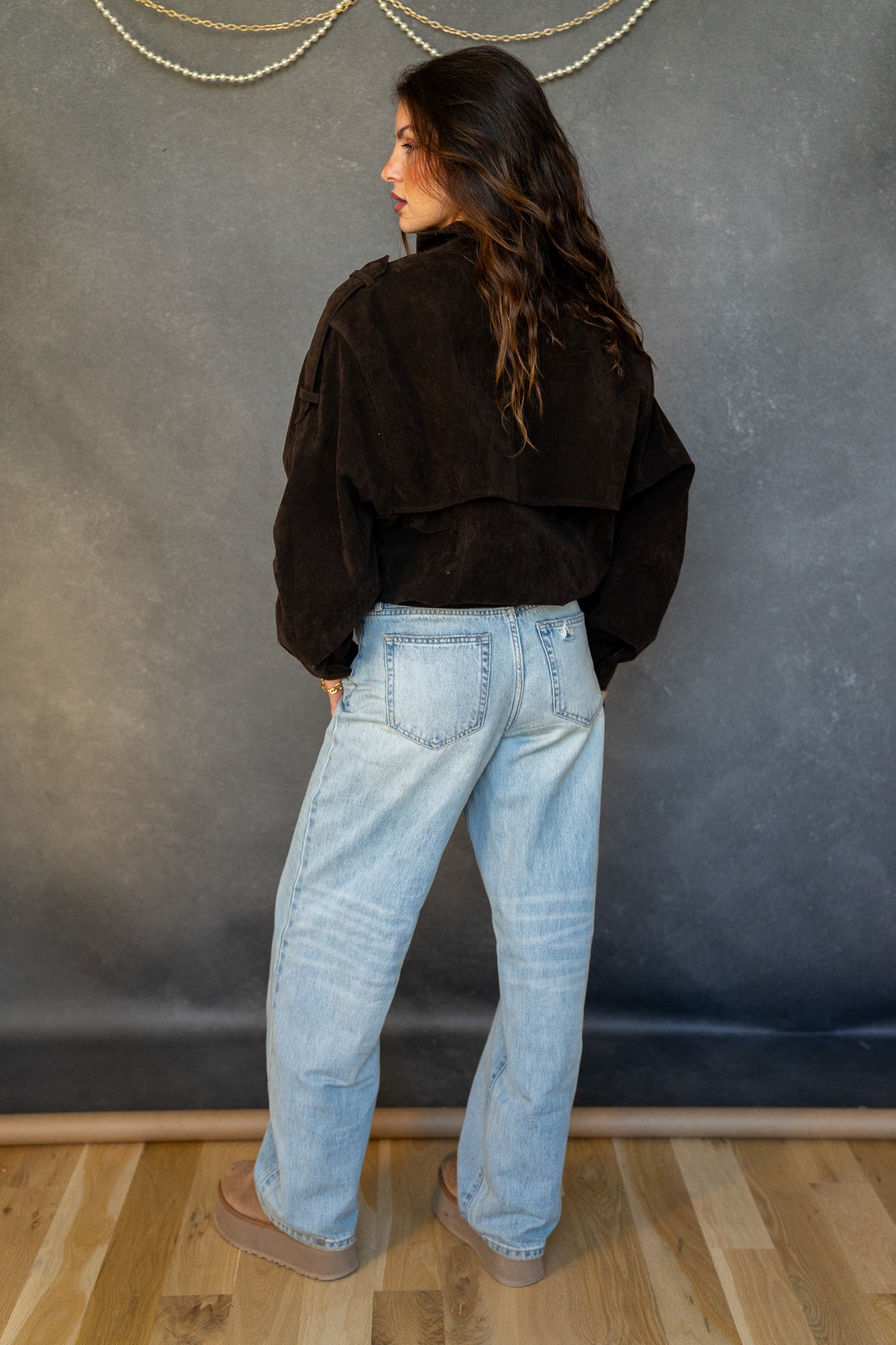 Chocolate Suede Bomber