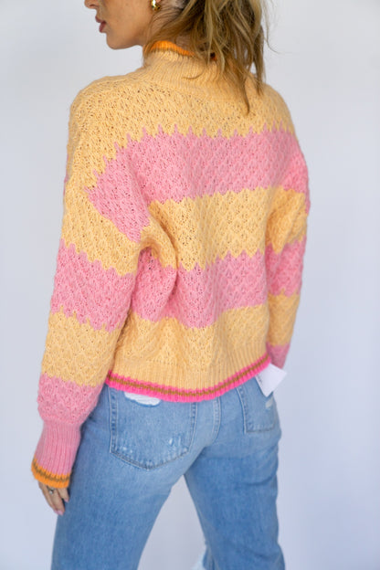 Multi Stripe High Neck Sweater