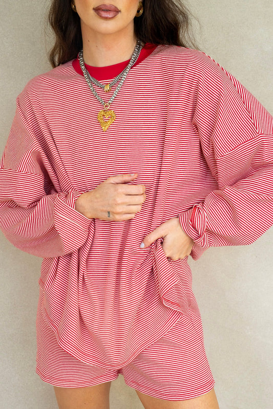 Alex Striped Top- Red