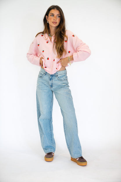 Strawberry Embroidered Cardigan