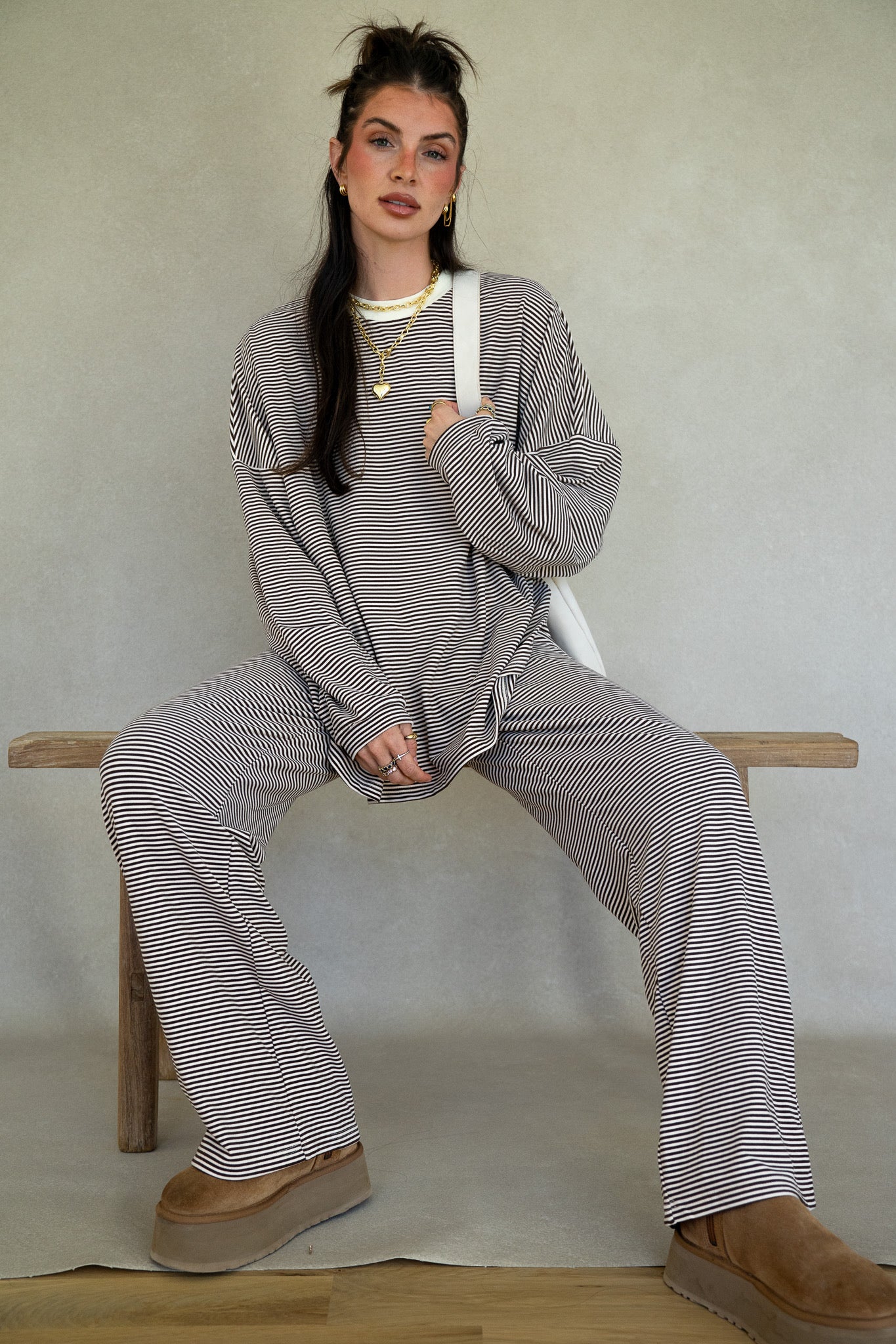 Katy Striped Pants - Chocolate