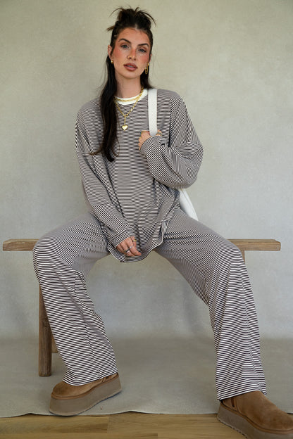 Katy Striped Pants - Chocolate