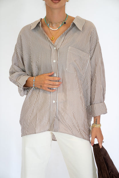 Striped Oversized Button Up