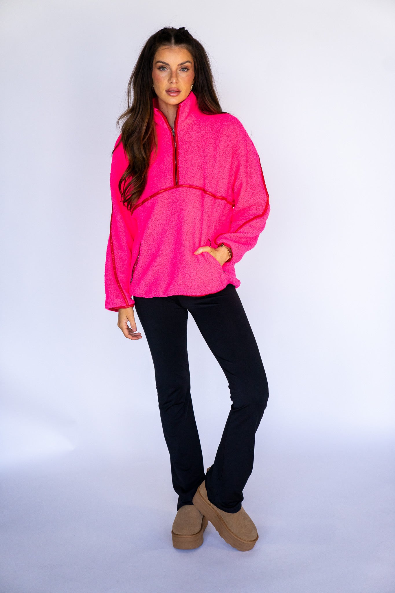 Pink Sherpa Half-Zip