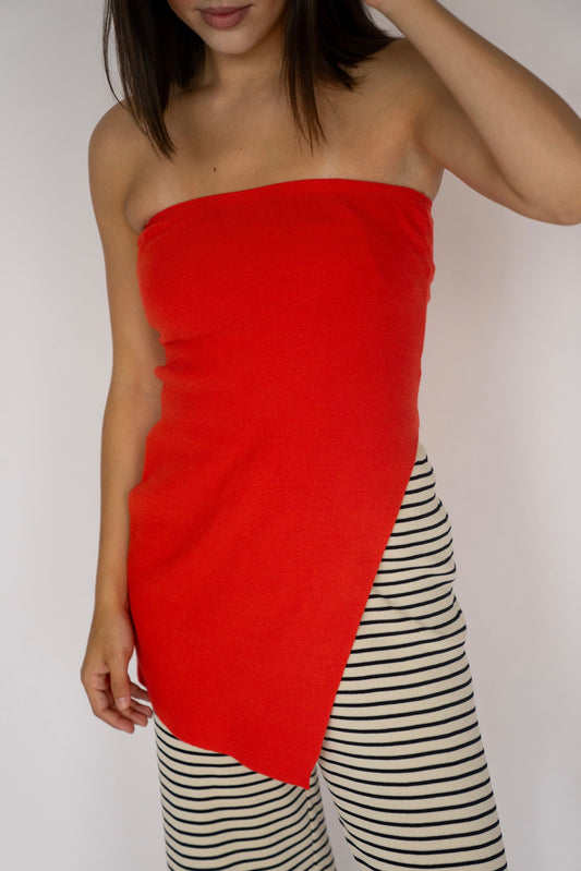 Asymmetrical Scarlet Top