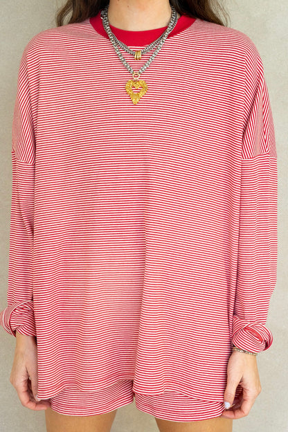 Alex Striped Top- Red