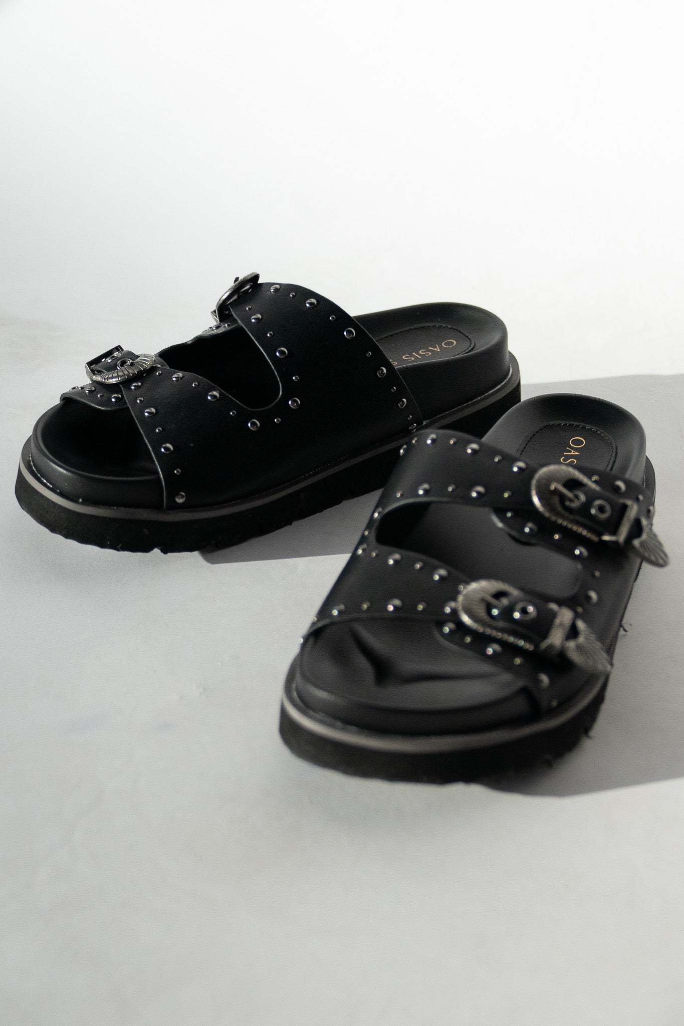 Western Buckle Slide Sandals (Multiple Colors)