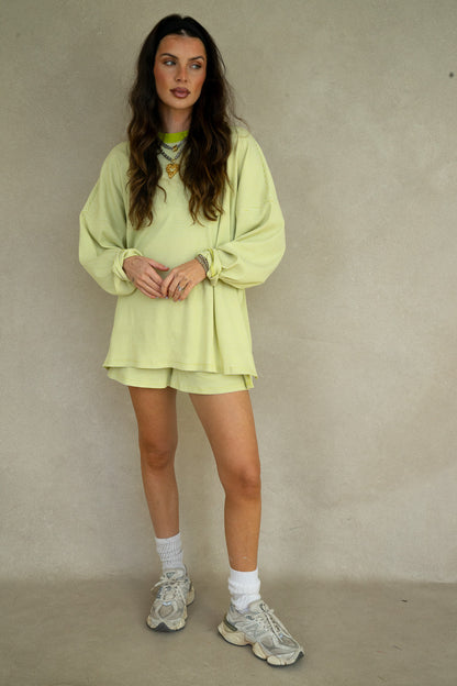 Alex Striped Top- Chartreuse