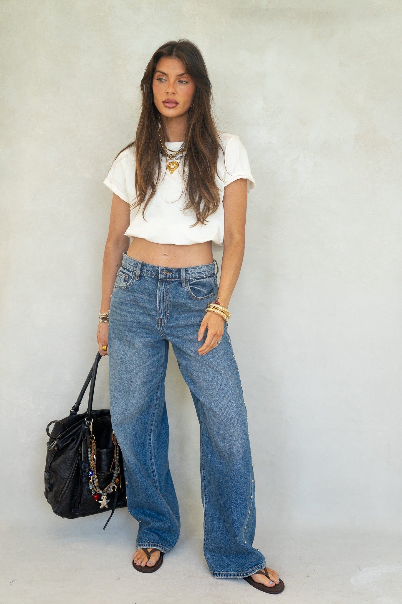Studded Relaxed Fit Denim