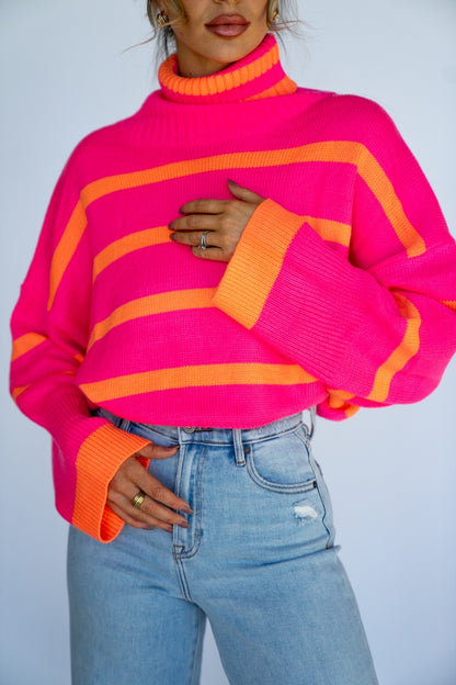 Striped Oversized Turtle Neck
