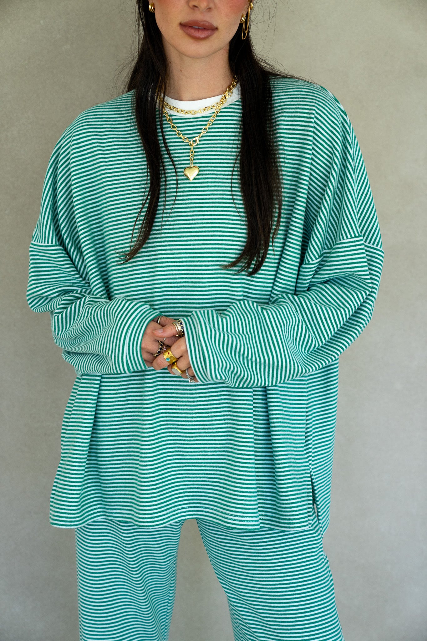 Katy Striped Top - Green/White