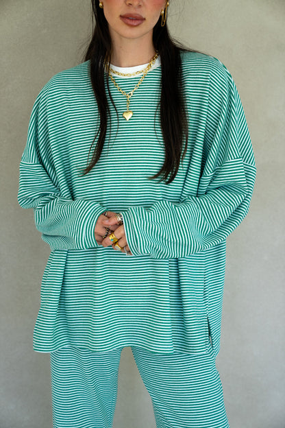 Katy Striped Top - Green/White