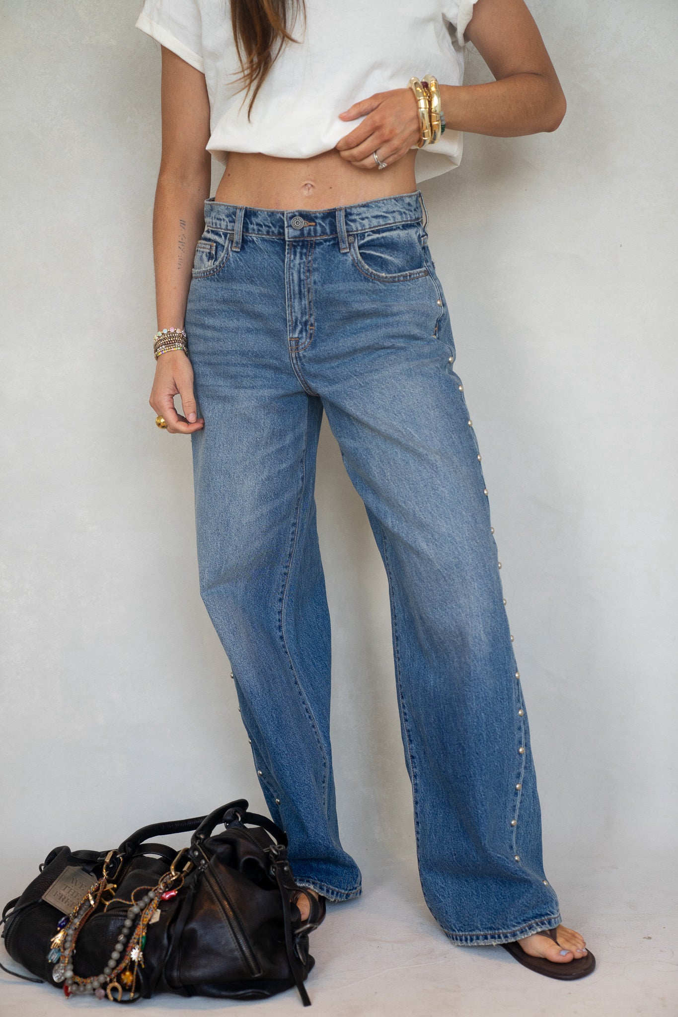 Studded Relaxed Fit Denim
