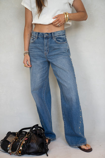 Studded Relaxed Fit Denim