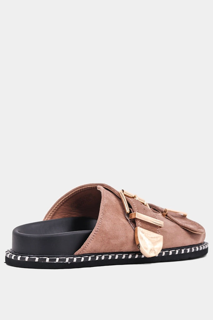 Charlotte Suede Sandal (Taupe)