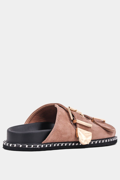 Charlotte Suede Sandal (Taupe)