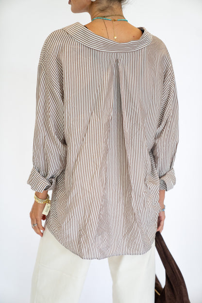 Striped Oversized Button Up