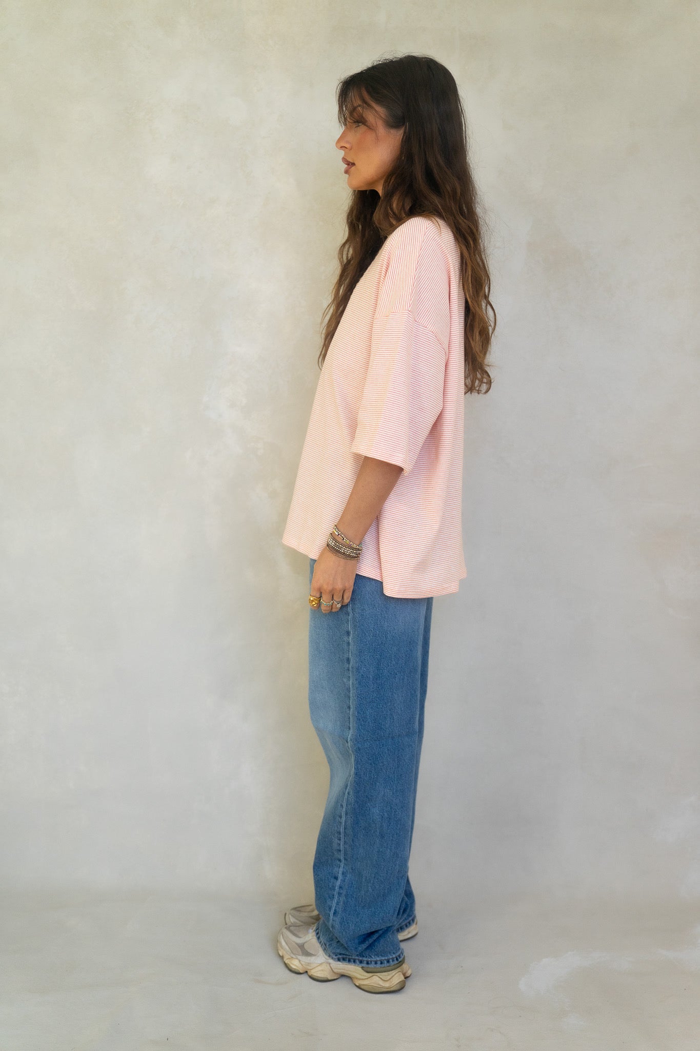Oversized Orange Striped Boyfriend Tee