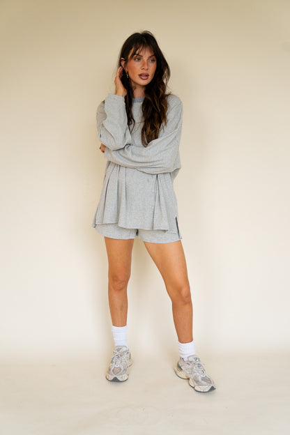 Alex Striped Shorts- grey