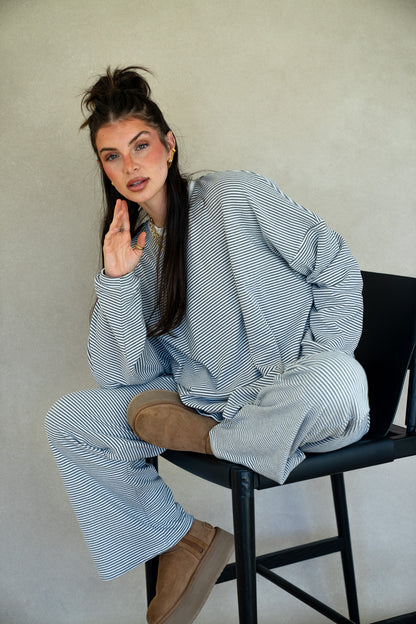 Katy Striped Pants - Grey