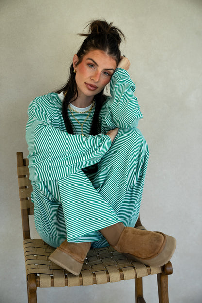 Katy Striped Pants - Green/White