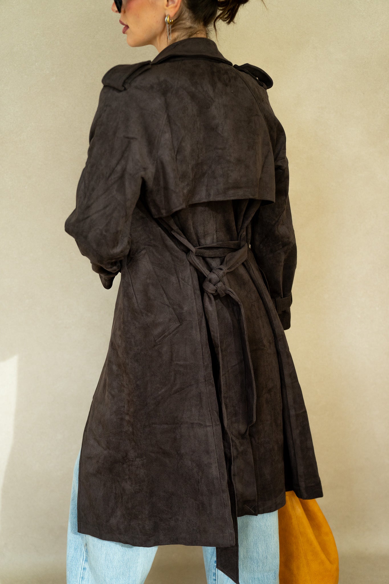 Dark Chocolate Suede Trench