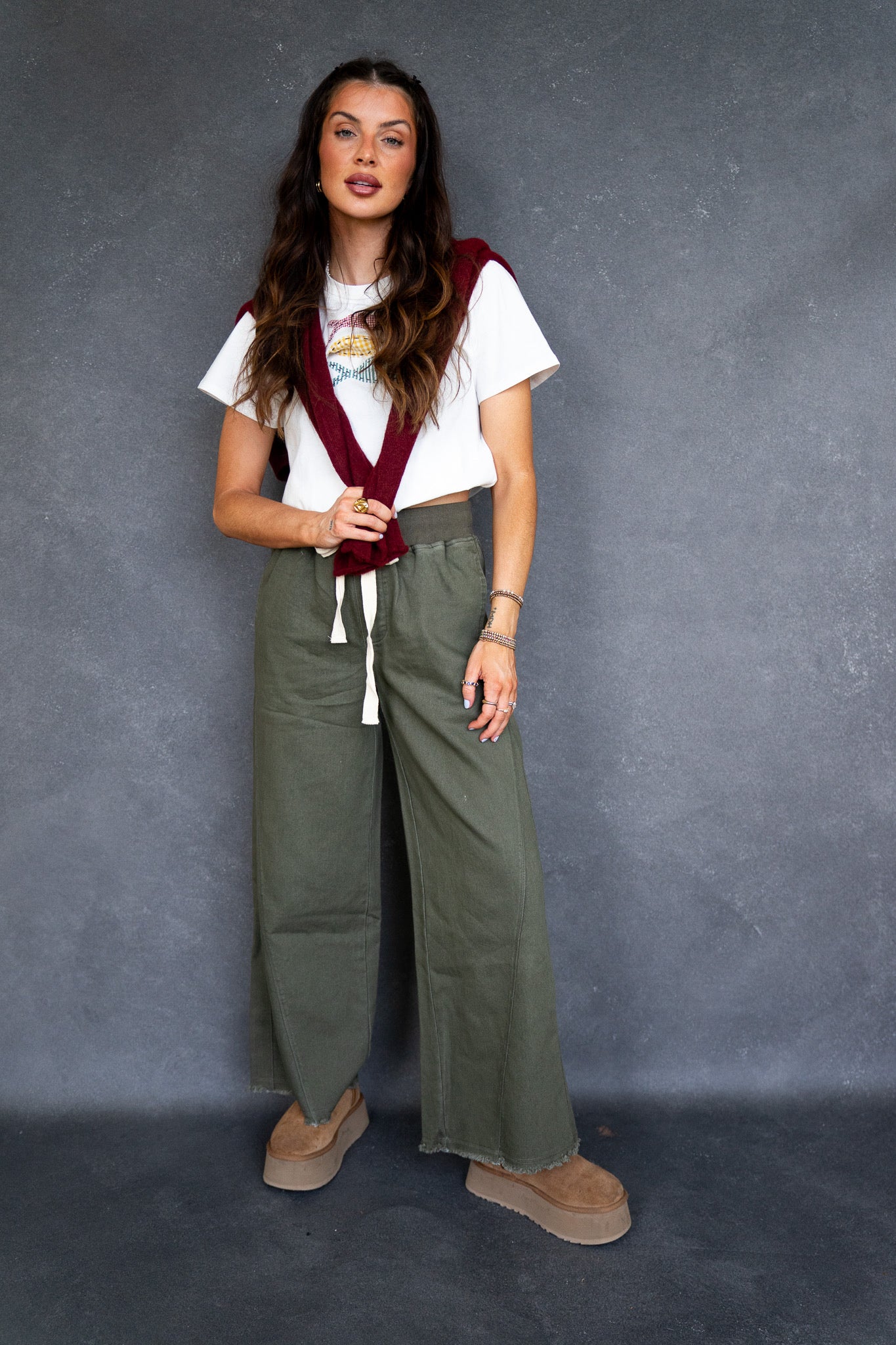 Olive Wide Leg Pants