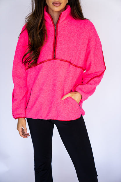 Pink Sherpa Half-Zip
