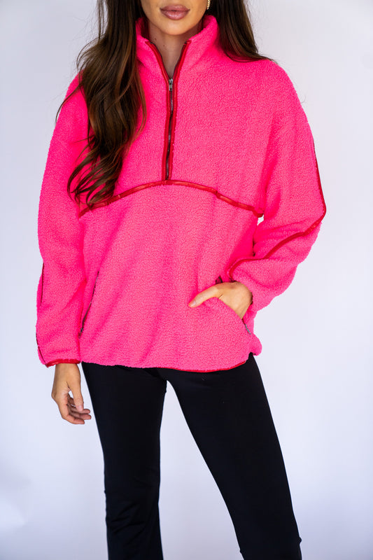 Pink Sherpa Half-Zip