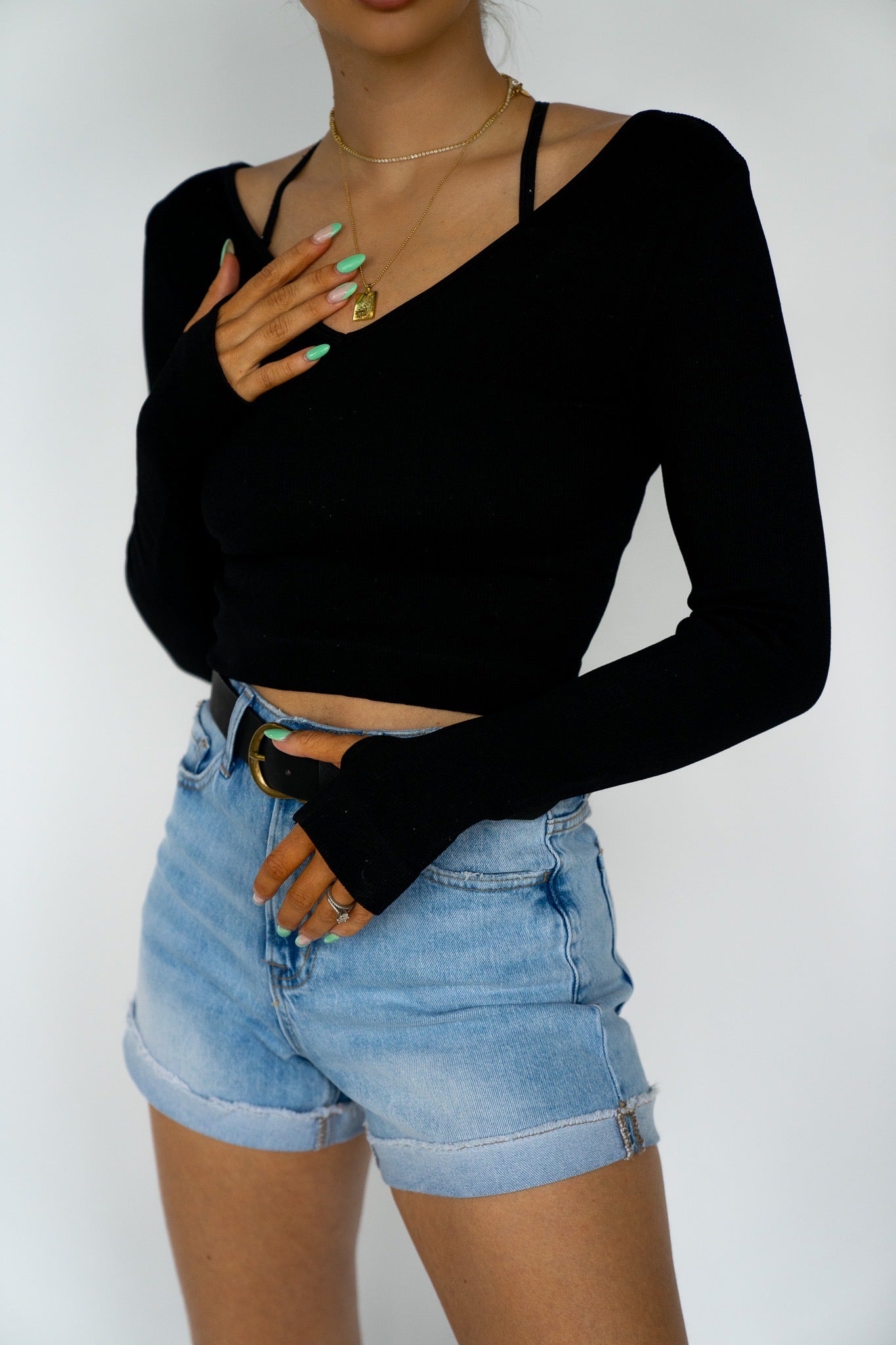 Double V Neck Top (Multiple Colors)